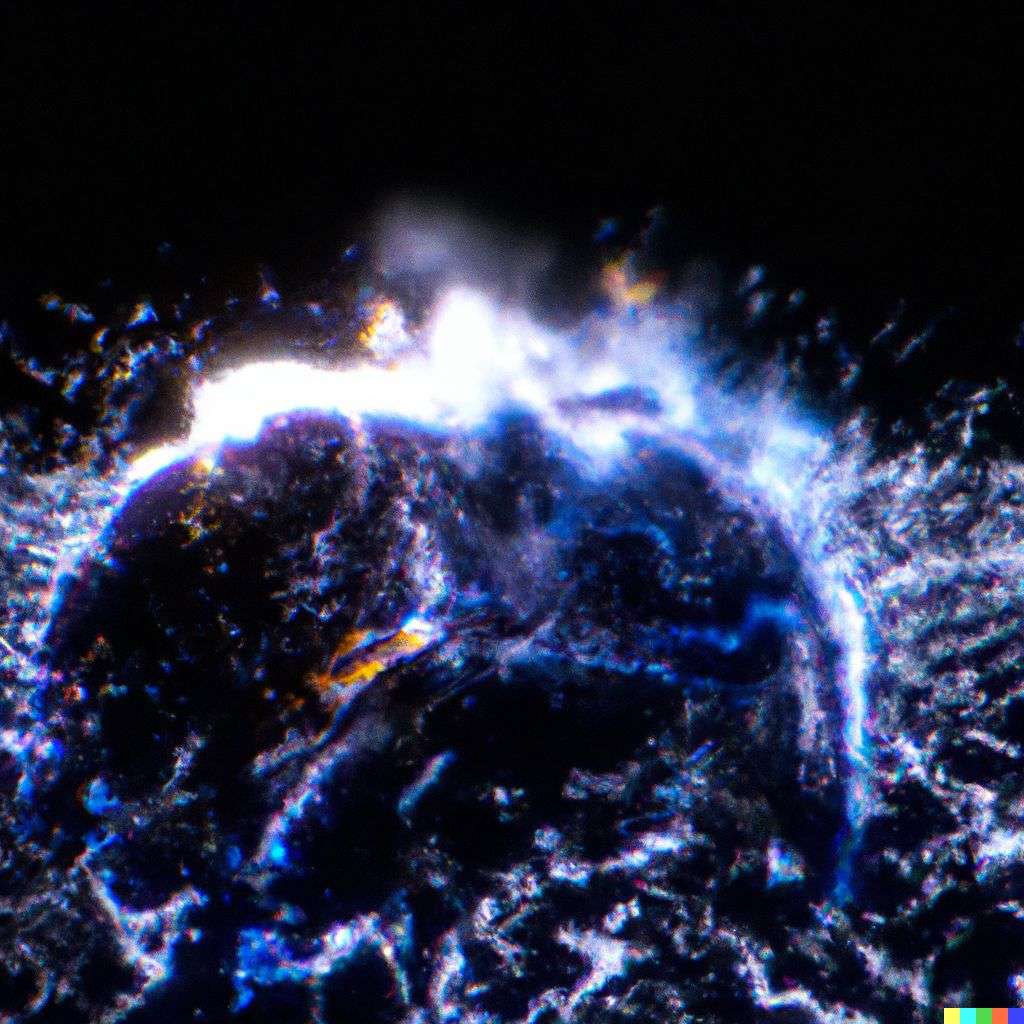 the discovery of gravity, particle explosion, digital art